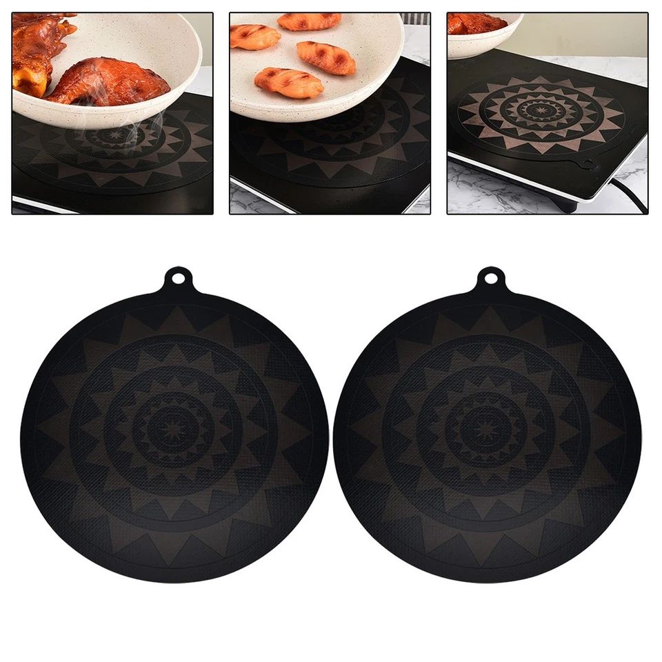 Für Induktion Herd Matte Set 24cm Thermochrome Silikonbezüge in Farbe Schwarz - Bild 3 von 4