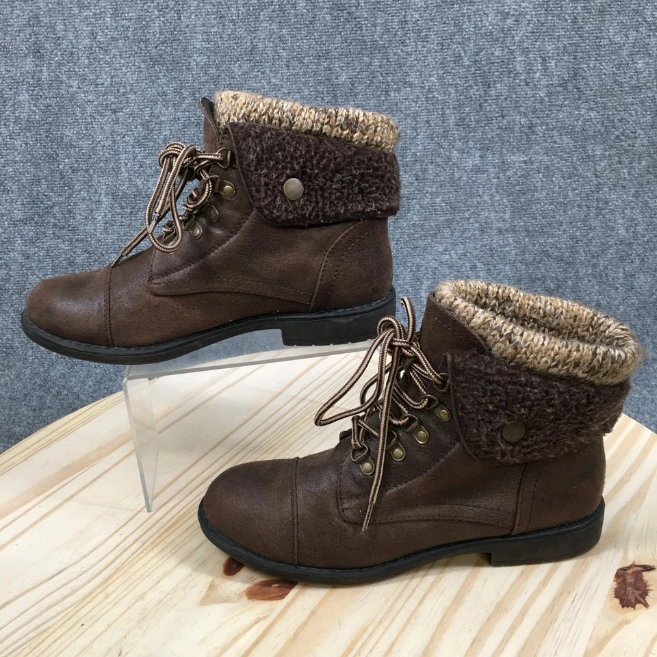 Botas de montaña blancas para mujer 8,5 M marrón Downey invierno imitación cuero plegables Foto 2 de 4