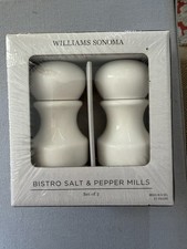 William Sonoma Salt And Pepper Millet White Wood NWT $99