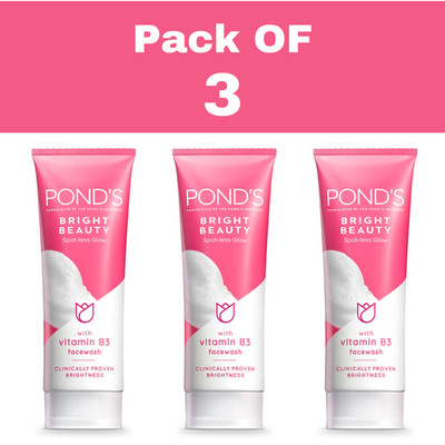 3 X POND'S Bright Beauty Spotless Glow Face wash with Vitamin B3 - 50g