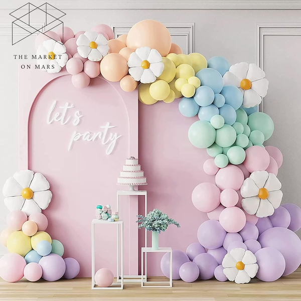 Luftballon Girlande Bunt,Pastell Ballon Girlande Mit GäNseblüMchen 👌 ✅-image