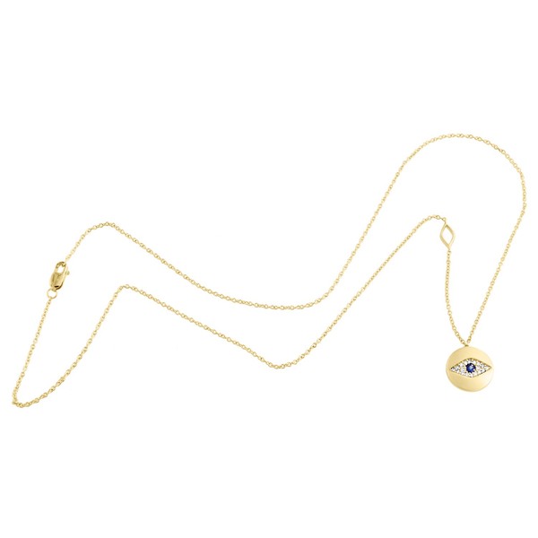 "Jfl 10K Gelbgold Evil Eye AnhäNger Halskette 18\" Saphir & Diamant 1/5 Ct"-image