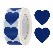 Heart Shaped Sticker 1" Self-Adhesive Love Label Dark Blue 500 Pcs