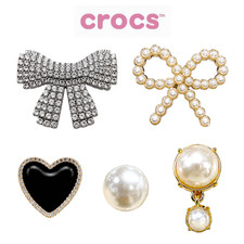 Crocs Jibbitz Pearl RIBBON Cubic RIBBON CZ Heart Pear Shoe Charm Genuine Crocs