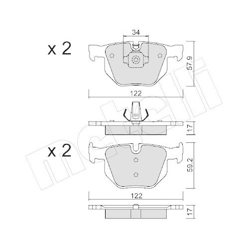 Plaquettes de frein Metelli 22-0644-4 pour remplacer les freins usés sur BMW