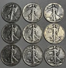 1940s US Walking Liberty Silver Half Dollar Lot x9 90% Silver Mixed Dates