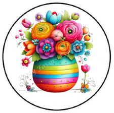 STRIPED EASTER EGG WITH FLOWERS ENVELOPE SEALS LABELS STICKERS PARTY FAVORS