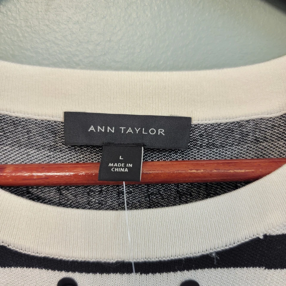 Ann Taylor Lentejuelas Cebra Jacquard Suéter Talla Grande Blanco y Negro Nuevo Con Etiquetas Carrera Foto 4 de 4
