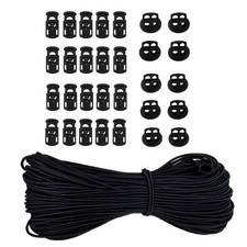 30pcs Plastic Cord Locks 1/8 Inch 50ft Elastic Cord Heavy Stretch Round 3mm