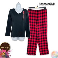 NWOT Charter Club S 2-Pc. Long-Sleeve  Buffalo Check Pajamas Set Assorted