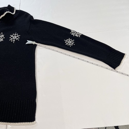 Quacker Factory Black Snowflakes Glitter Sequin Turtleneck Tunic Sweater MEDIUM - Picture 8 of 10