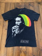 Official Zion Rootswear Bob Marley 1945 Graphic T-Shirt Black Men's Size Small