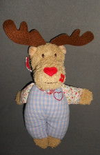 KÄTHE KRUSE STOFF / FROTTEE  ELCH MIT HERZNASE   KUSCHELTIER