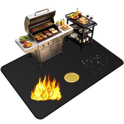 76'' x 52'' Large Under Grill Mats for Outdoor Grill, Double-Sided Fireproof fo...