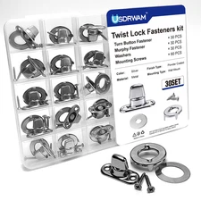 30 Set Twist Lock Fasteners with Turn Buttons Zinc Alloy for Canvas RV Boat