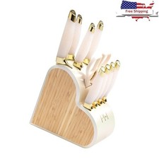 10 Piece Kitchen Knife Set W/ Heart Shaped Block High Carbon Steel Blades New