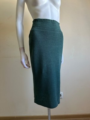 Vintage 80s Azzedine Alaia Green Linen Skirt Size S Rare! Archive