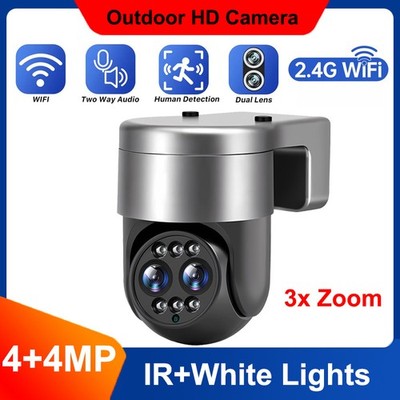 8MP Dual Lens WiFi IP Camera 3X Zoom Wireless Two Way Audio AI Humanoid Tracking