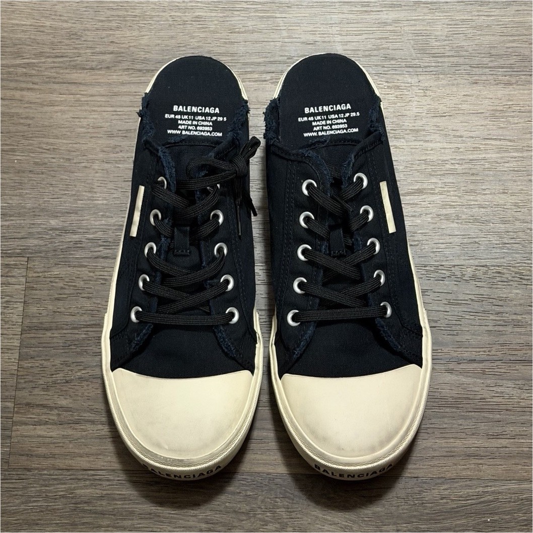 Balenciaga Low Top Lace-Up Solid Black Beige Canvas Athletic  display picture 1