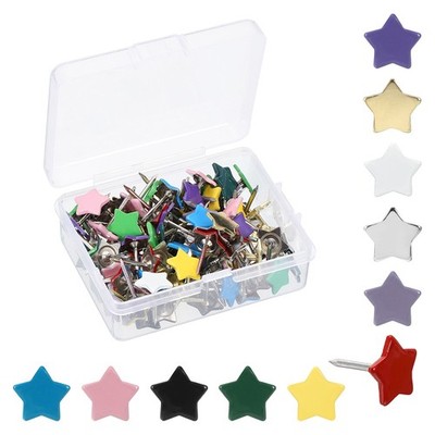 0.5'' x 0.6'' Star Push Pins, 100 Pcs Star Shape Thumb Tacks, Mixed Colors