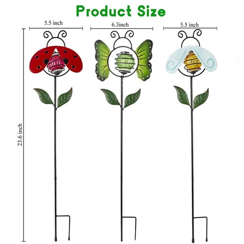 3 Pack Garden Solar Lights Stake,Butterfly Insect Solar Figurine Lights,Water... - Picture 4 of 7