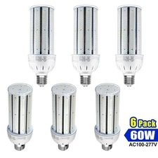 6 PACK 60W LED Corn Light Bulb E39 Mogul Base Warehouse Workshop High Bay Lamps