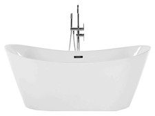 Stilvolle Acryl Badewanne oval freistehend weiß mit Überlauf 160 x 76 cm Antiqua