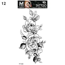 Sexy Flower Waterproof Temporary Tattoo Stickers Black Fake Tattoos Womens Mens✿