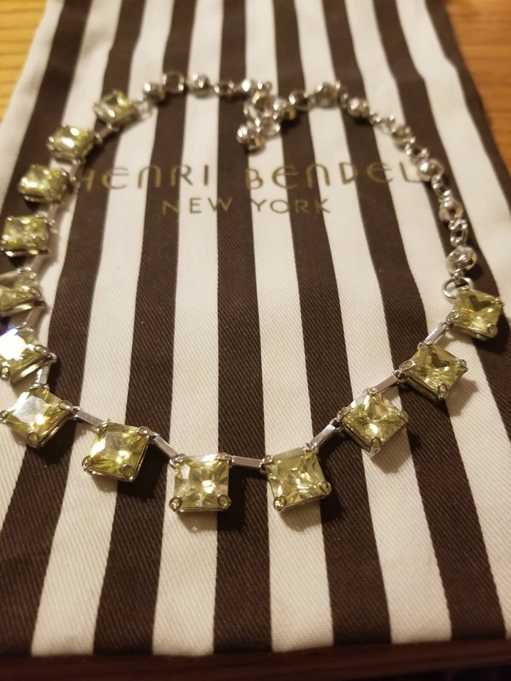 Nuevo Raro Collar Henri Bendel Swarovski Cristal Amarillo Canario con Bolsa para el Polvo Foto 3 de 4