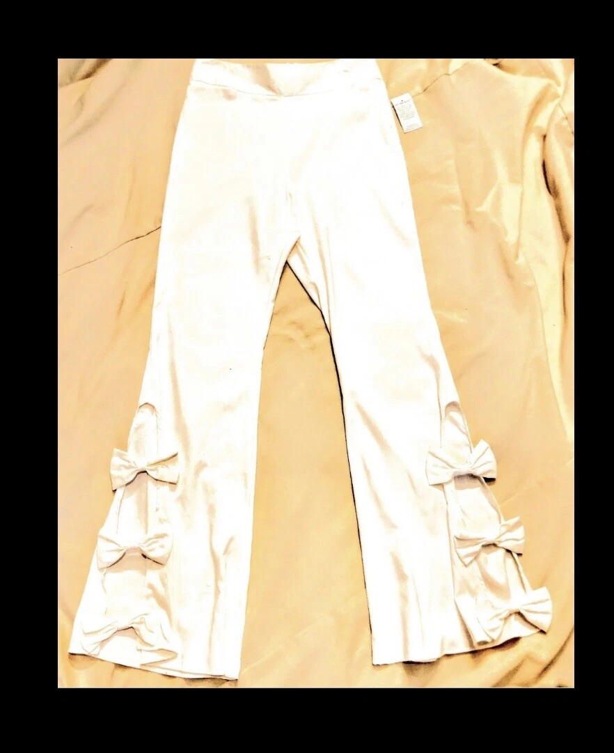 CQ by CQ FLARED long Dress Pant Bow detail white ivory,zipback,size M waist 30”
