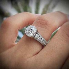 2Ct Round Cut Lab Created Diamond Engagement Ring 14K White Gold Plated