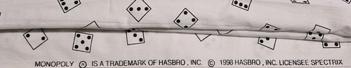 NEW Rare VINTAGE Monopoly Game Board Fabric Single Panel FABRIC DICE BORDER 1998 - Picture 2 of 2