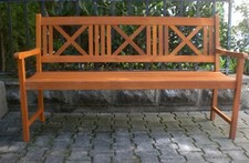 Schöne Gartenbank, Parkbank, Holz (Ramin, Teak?), unbenutzt, neu