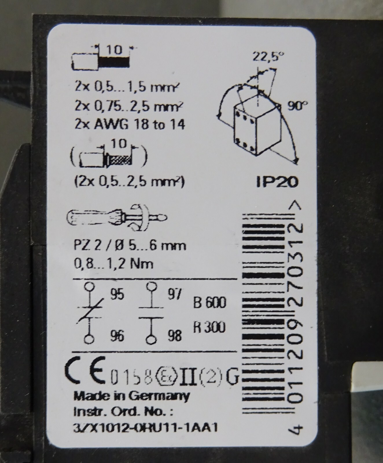 2x Siemens Überlastrelais 3RU1116-0KB0 Overload Relay Motorschutz 0,9 ...