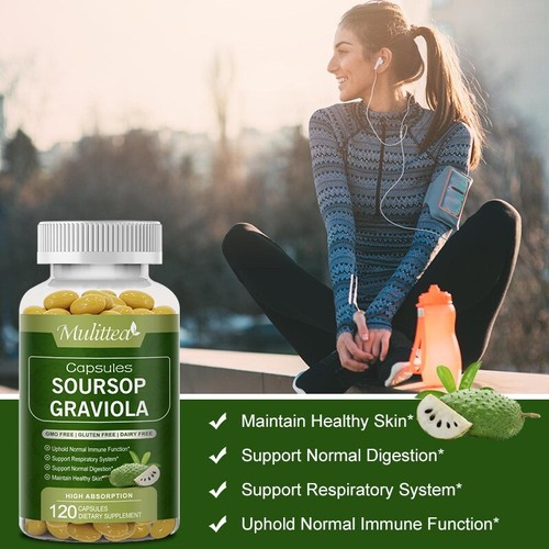 1000mg Soursop Graviola Capsules Leaf&Fruit Extract 120Capsules High Potency - Picture 8 of 11