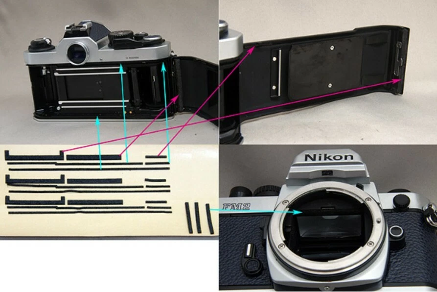 Sello de luz para cámara fotográfica Nikon FM2 hoja de espuma precortada adhesiva 3 kits nuevo Foto 2 de 4