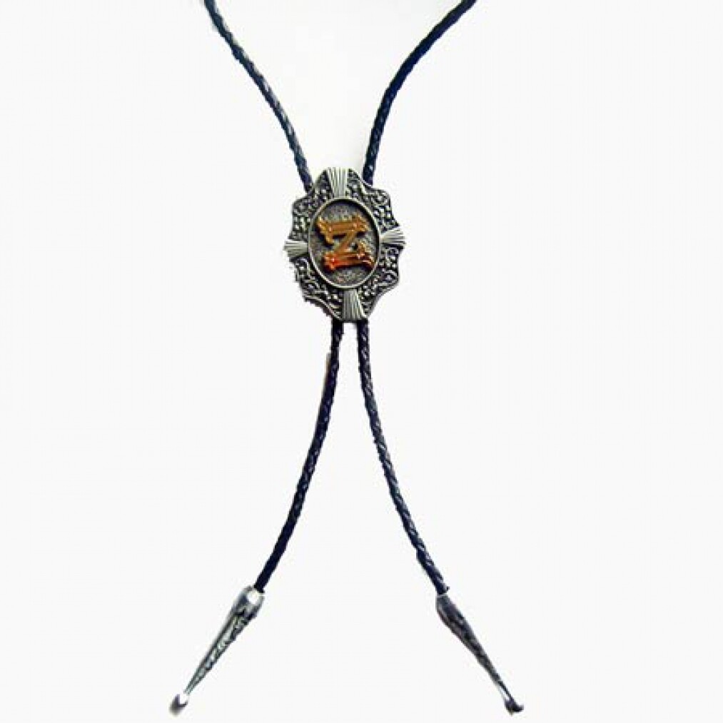 Western Bolo Tie Mit W-Anhänger - Edles Piraten-Design In 24kt Goldoptik