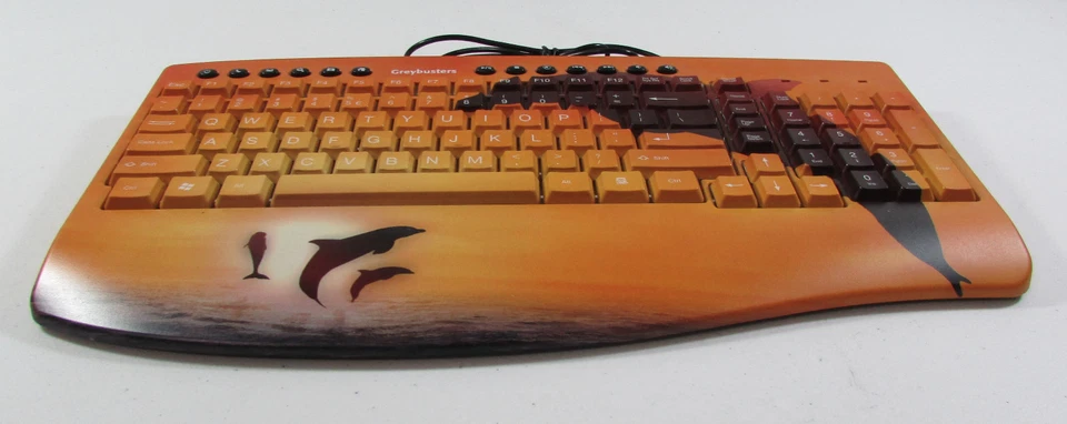 NEW Greybusters PS/2 Multimedia PC Keyboard Dolphin Design Microsoft Windows - Image 3 of 4