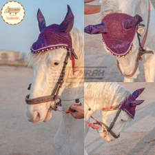 Horse Fly Bonnet Ear Net Veil Mask Hood Hand Made Cotton Crochet Full Size New