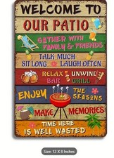 Metal Sign Plaque - WELCOME TO OUR PATIO - Wall Decoration SALE