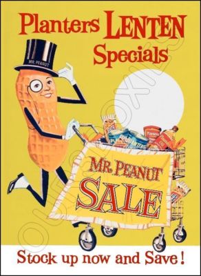 1960's Mr. Peanut Store Counter Standup Sign Reprint Planters