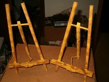 2 Vintage WOOD ?? Plate Holder-Book or Picture Frame Easel Stand About 12" H