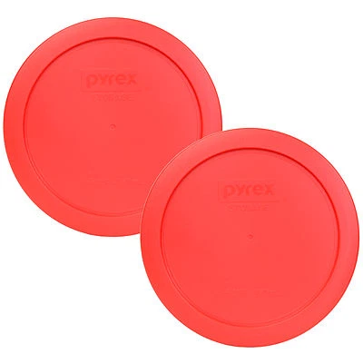 Pyrex 7201-PC 6" Red Round Plastic Cover Lid 2 Pack New for 4 Cup Glass Bowl