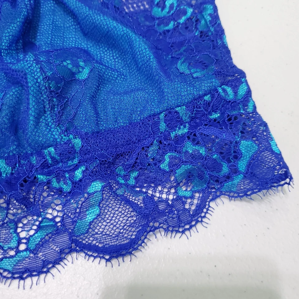 Ambrielle Women Bra Large Blue Lace Bralette Wireless Unlined Adjustable Straps - Image 2 of 4