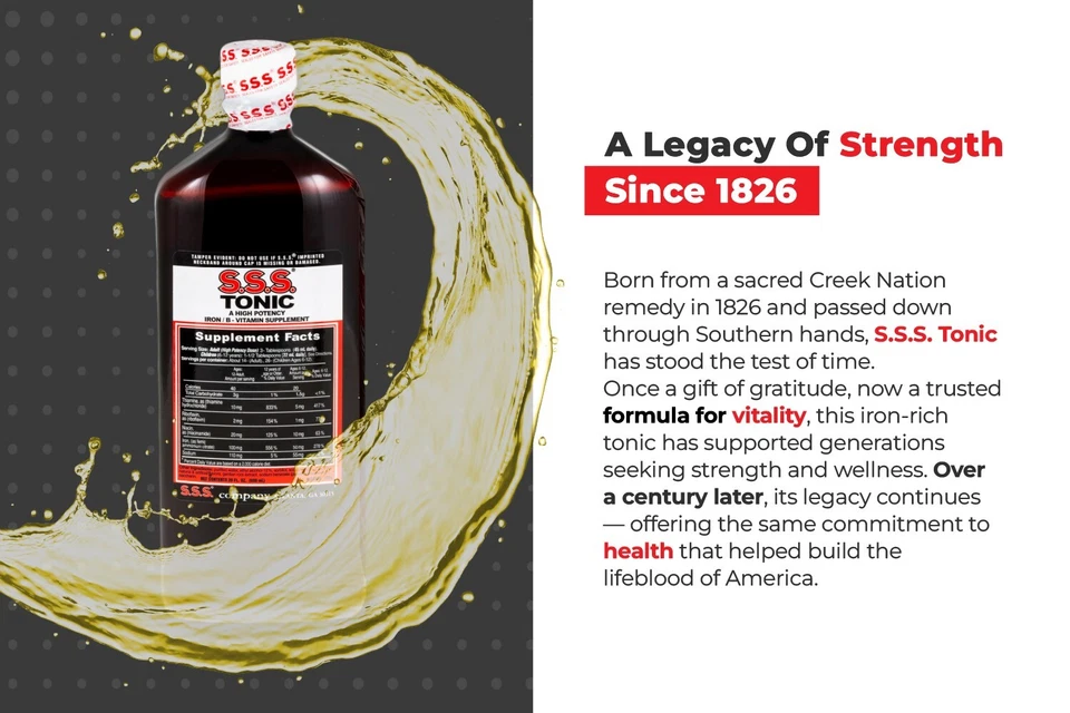 S.S.S. Tónico - 20 oz. Suplemento líquido de hierro y vitamina B de alta potencia Foto 3 de 4