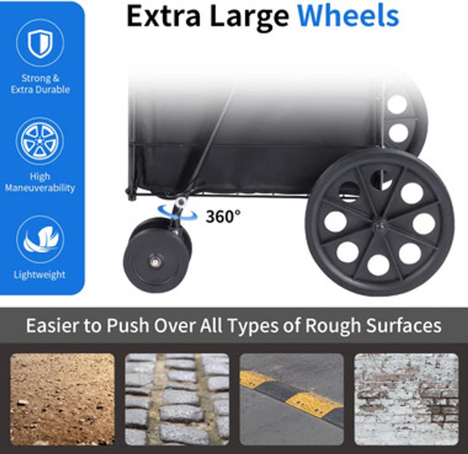 Folding Utility Shopping Cart with Double Basket & Swivel Wheels Easy Transport - Image 4 of 4