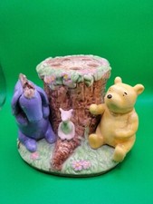 Disney Winnie the Pooh Hand Painted Ceramic Toothbrush Holder 4" Tall