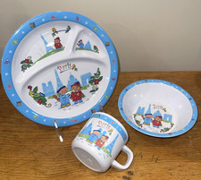 Three piece set for children divided plate, bowl, mug Monuments of Paris NEM