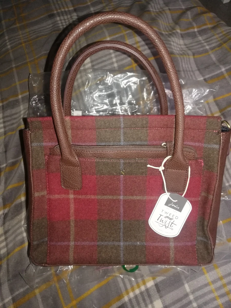Joules red clearance tweed bag