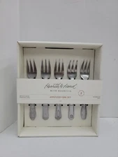 HEARTH & HAND WITH MAGNOLIA 5PC APPETIZER FORK SET ANTIQUE FINISH STAINLESS 